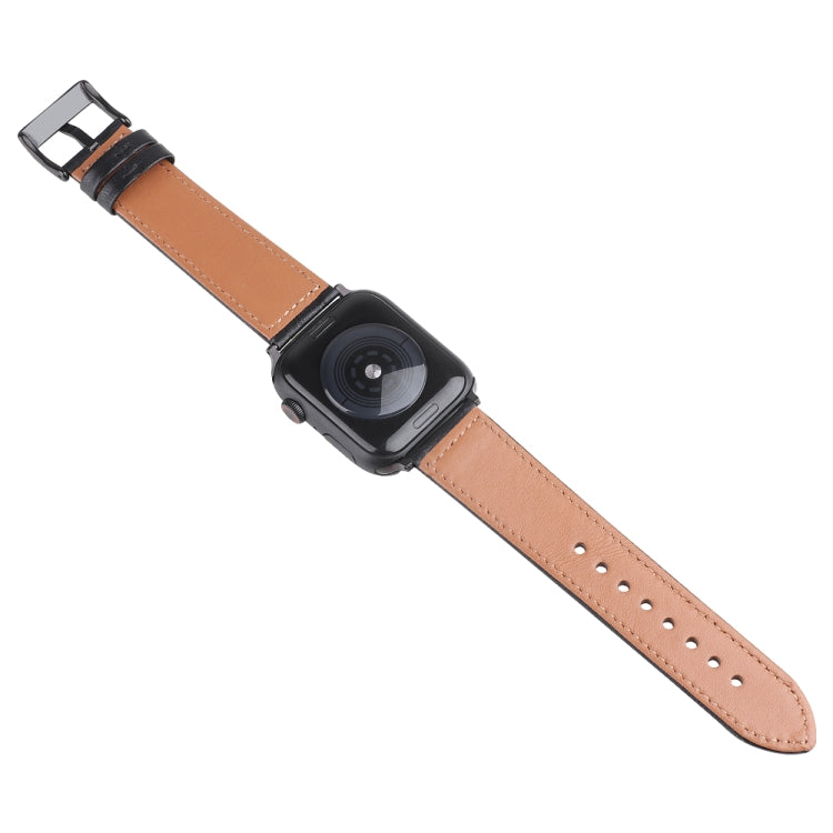 Ink Painting Leather Watch Band For Apple Watch Series 9&8&7 41mm / SE 3&SE 2&6&SE&5&4 40mm / 3&2&1 38mm(Black) by bashfashion