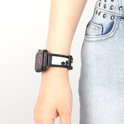 Ink Painting Leather Watch Band For Apple Watch Series 9&8&7 41mm / SE 3&SE 2&6&SE&5&4 40mm / 3&2&1 38mm(Black) by bashfashion