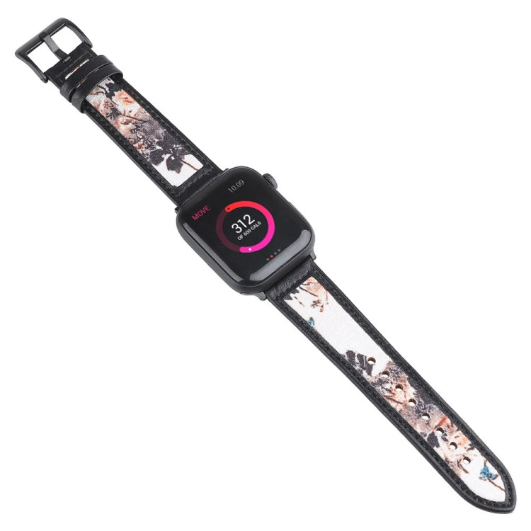 Ink Painting Leather Watch Band For Apple Watch Ultra 49mm&Watch Ultra 2 49mm / Series 9&8&7 45mm / SE 3&SE 2&6&SE&5&4 44mm / 3&2&1 42mm(Brown) by bashfashion