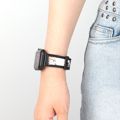 Ink Painting Leather Watch Band For Apple Watch Ultra 49mm&Watch Ultra 2 49mm / Series 9&8&7 45mm / SE 3&SE 2&6&SE&5&4 44mm / 3&2&1 42mm(Brown) by bashfashion