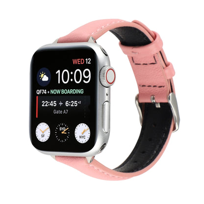 14mm Slim Genuine Leather Watch Band Watch Band For Apple Watch Ultra 49mm&Watch Ultra 2 49mm / Series 9&8&7 45mm / SE 3&SE 2&6&SE&5&4 44mm / 3&2&1 42mm(Pink) by bashfashion