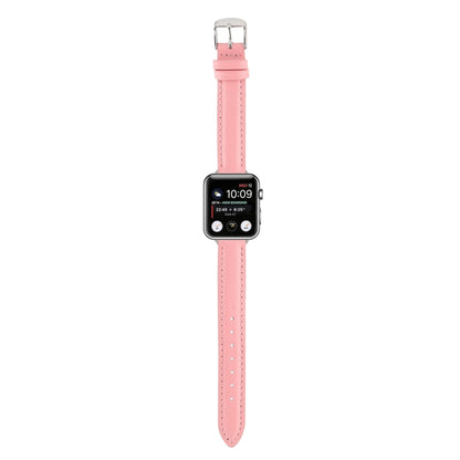14mm Slim Genuine Leather Watch Band Watch Band For Apple Watch Ultra 49mm&Watch Ultra 2 49mm / Series 9&8&7 45mm / SE 3&SE 2&6&SE&5&4 44mm / 3&2&1 42mm(Pink) by bashfashion