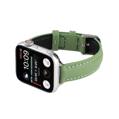 14mm Slim Genuine Leather Watch Band Watch Band For Apple Watch Ultra 49mm&Watch Ultra 2 49mm / Series 9&8&7 45mm / SE 3&SE 2&6&SE&5&4 44mm / 3&2&1 42mm(Green) by bashfashion