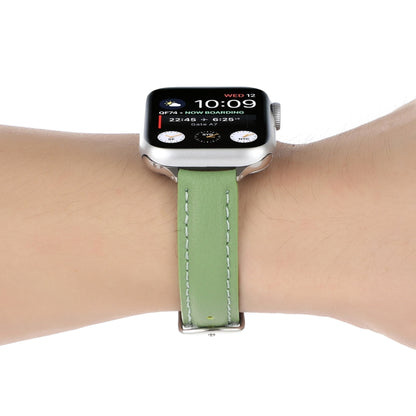 14mm Slim Genuine Leather Watch Band Watch Band For Apple Watch Ultra 49mm&Watch Ultra 2 49mm / Series 9&8&7 45mm / SE 3&SE 2&6&SE&5&4 44mm / 3&2&1 42mm(Green) by bashfashion