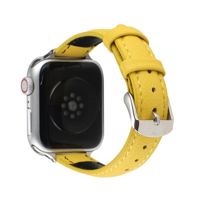 14mm Slim Genuine Leather Watch Band Watch Band For Apple Watch Ultra 49mm&Watch Ultra 2 49mm / Series 9&8&7 45mm / SE 3&SE 2&6&SE&5&4 44mm / 3&2&1 42mm(Yellow) by bashfashion