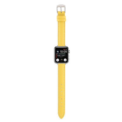 14mm Slim Genuine Leather Watch Band Watch Band For Apple Watch Ultra 49mm&Watch Ultra 2 49mm / Series 9&8&7 45mm / SE 3&SE 2&6&SE&5&4 44mm / 3&2&1 42mm(Yellow) by bashfashion