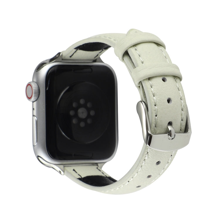 14mm Slim Genuine Leather Watch Band Watch Band For Apple Watch Ultra 49mm&Watch Ultra 2 49mm / Series 9&8&7 45mm / SE 3&SE 2&6&SE&5&4 44mm / 3&2&1 42mm(White) by bashfashion