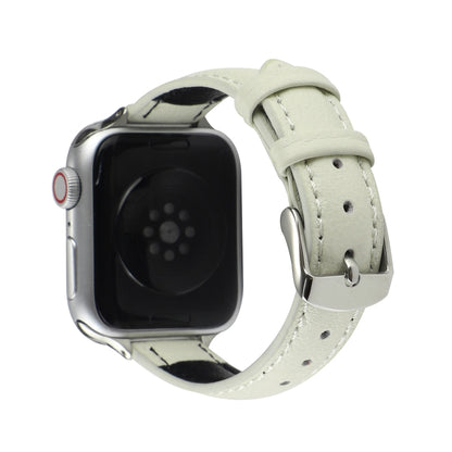 14mm Slim Genuine Leather Watch Band Watch Band For Apple Watch Ultra 49mm&Watch Ultra 2 49mm / Series 9&8&7 45mm / SE 3&SE 2&6&SE&5&4 44mm / 3&2&1 42mm(White) by bashfashion