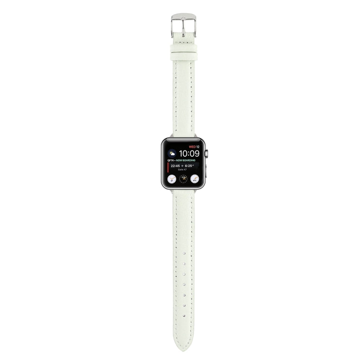 14mm Slim Genuine Leather Watch Band Watch Band For Apple Watch Ultra 49mm&Watch Ultra 2 49mm / Series 9&8&7 45mm / SE 3&SE 2&6&SE&5&4 44mm / 3&2&1 42mm(White) by bashfashion