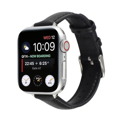 14mm Slim Genuine Leather Watch Band Watch Band For Apple Watch Ultra 49mm&Watch Ultra 2 49mm / Series 9&8&7 45mm / SE 3&SE 2&6&SE&5&4 44mm / 3&2&1 42mm(Black) by bashfashion
