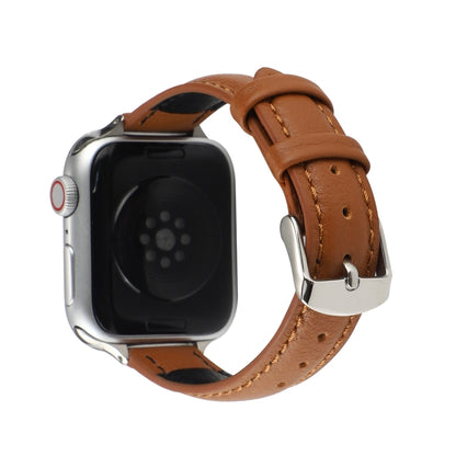 14mm Slim Genuine Leather Watch Band Watch Band For Apple Watch Series 7 45mm / 6 & SE & 5 & 4 44mm / 3 & 2 & 1 42mm(Brown) by bashfashion