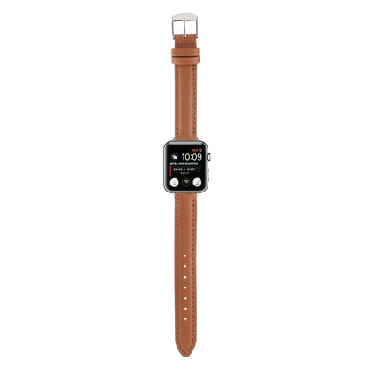 14mm Slim Genuine Leather Watch Band Watch Band For Apple Watch Series 7 45mm / 6 & SE & 5 & 4 44mm / 3 & 2 & 1 42mm(Brown) by bashfashion