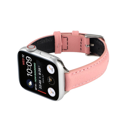 14mm Slim Genuine Leather Watch Band Watch Band For Apple Watch Series 7 41mm / 6 & SE & 5 & 4 40mm / 3 & 2 & 1 38mm(Pink) by bashfashion