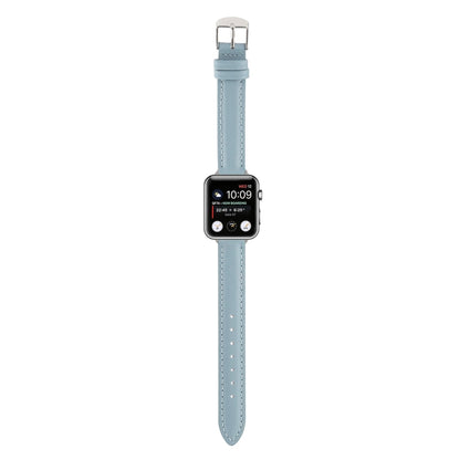 14mm Slim Genuine Leather Watch Band Watch Band For Apple Watch Series 9&8&7 41mm / SE 3&SE 2&6&SE&5&4 40mm / 3&2&1 38mm(Light Blue) by bashfashion