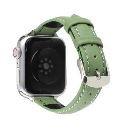 14mm Slim Genuine Leather Watch Band Watch Band For Apple Watch Series 9&8&7 41mm / SE 3&SE 2&6&SE&5&4 40mm / 3&2&1 38mm(Green) by bashfashion