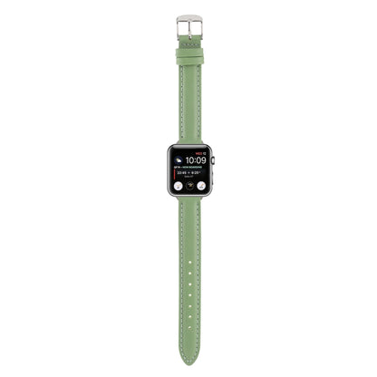 14mm Slim Genuine Leather Watch Band Watch Band For Apple Watch Series 9&8&7 41mm / SE 3&SE 2&6&SE&5&4 40mm / 3&2&1 38mm(Green) by bashfashion