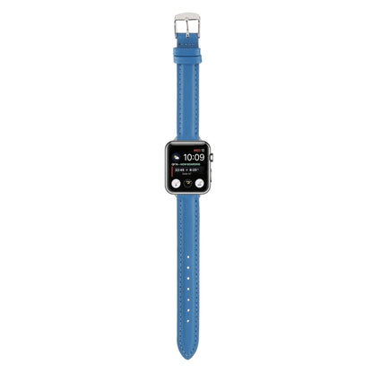 14mm Slim Genuine Leather Watch Band Watch Band For Apple Watch Series 9&8&7 41mm / SE 3&SE 2&6&SE&5&4 40mm / 3&2&1 38mm(Blue) by bashfashion