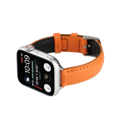 14mm Slim Genuine Leather Watch Band Watch Band For Apple Watch Series 7 41mm / 6 & SE & 5 & 4 40mm / 3 & 2 & 1 38mm(Orange) by bashfashion