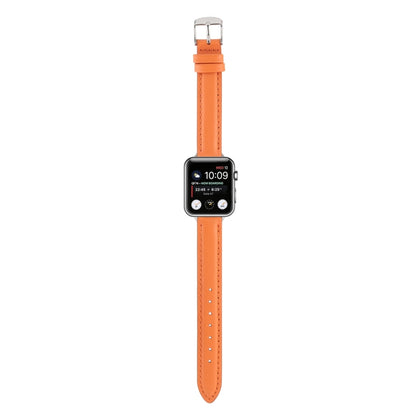 14mm Slim Genuine Leather Watch Band Watch Band For Apple Watch Series 7 41mm / 6 & SE & 5 & 4 40mm / 3 & 2 & 1 38mm(Orange) by bashfashion