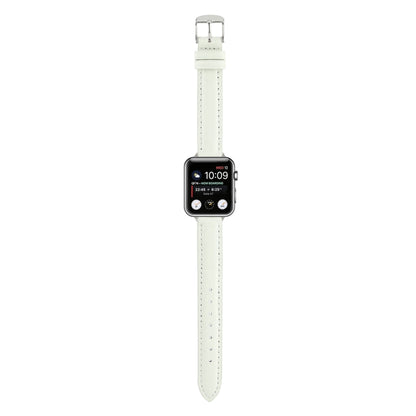14mm Slim Genuine Leather Watch Band Watch Band For Apple Watch Series 9&8&7 41mm / SE 3&SE 2&6&SE&5&4 40mm / 3&2&1 38mm(White) by bashfashion