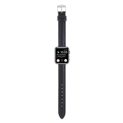 14mm Slim Genuine Leather Watch Band Watch Band For Apple Watch Series 9&8&7 41mm / SE 3&SE 2&6&SE&5&4 40mm / 3&2&1 38mm(Black) by bashfashion