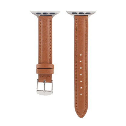 14mm Slim Genuine Leather Watch Band Watch Band For Apple Watch Series 7 41mm / 6 & SE & 5 & 4 40mm / 3 & 2 & 1 38mm(Brown) by bashfashion