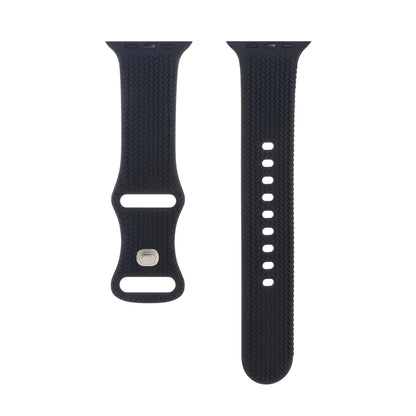 Woven Pattern Figure 8 Buckle Silicone Strap Watch Band For Apple Watch Ultra 49mm&Watch Ultra 2 49mm / Series 9&8&7 45mm / SE 3&SE 2&6&SE&5&4 44mm / 3&2&1 42mm(Black) by bashfashion