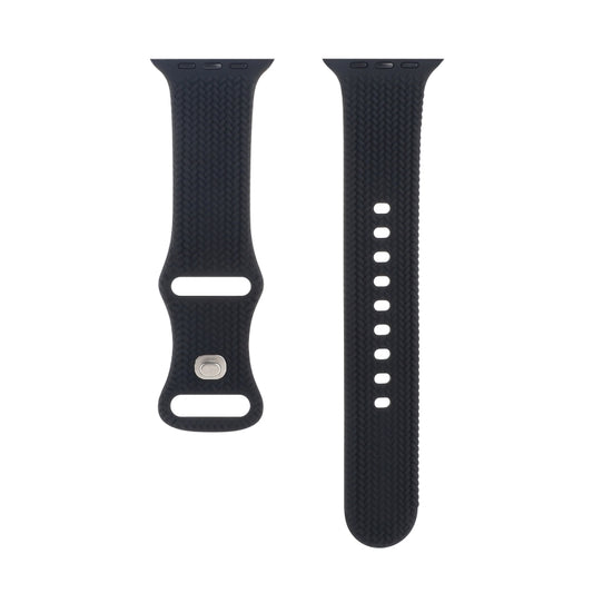 Woven Pattern Figure 8 Buckle Silicone Strap Watch Band For Apple Watch Ultra 49mm&Watch Ultra 2 49mm / Series 9&8&7 45mm / SE 3&SE 2&6&SE&5&4 44mm / 3&2&1 42mm(Black) by bashfashion