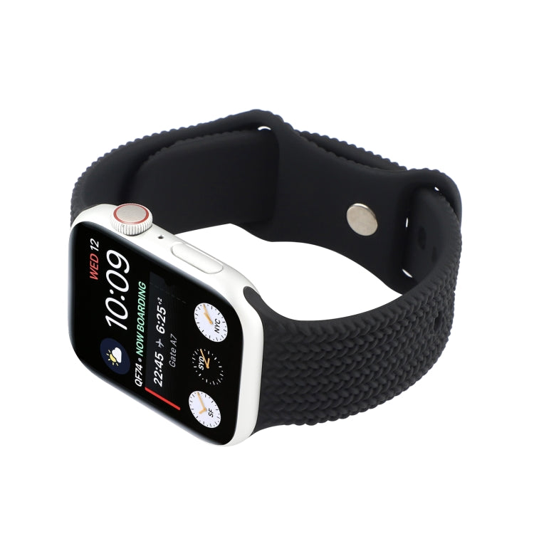 Woven Pattern Figure 8 Buckle Silicone Strap Watch Band For Apple Watch Ultra 49mm&Watch Ultra 2 49mm / Series 9&8&7 45mm / SE 3&SE 2&6&SE&5&4 44mm / 3&2&1 42mm(Black) by bashfashion