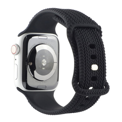 Woven Pattern Figure 8 Buckle Silicone Strap Watch Band For Apple Watch Ultra 49mm&Watch Ultra 2 49mm / Series 9&8&7 45mm / SE 3&SE 2&6&SE&5&4 44mm / 3&2&1 42mm(Black) by bashfashion