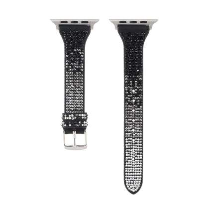 T-shaped Small Waist Flashing Diamond Genuine Leather Watch Band Watch Band For Apple Watch Ultra 49mm&Watch Ultra 2 49mm / Series 9&8&7 45mm / SE 3&SE 2&6&SE&5&4 44mm / 3&2&1 42mm(Black) by bashfashion
