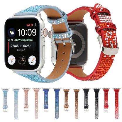 T-shaped Small Waist Flashing Diamond Genuine Leather Watch Band Watch Band For Apple Watch Ultra 49mm&Watch Ultra 2 49mm / Series 9&8&7 45mm / SE 3&SE 2&6&SE&5&4 44mm / 3&2&1 42mm(Black) by bashfashion