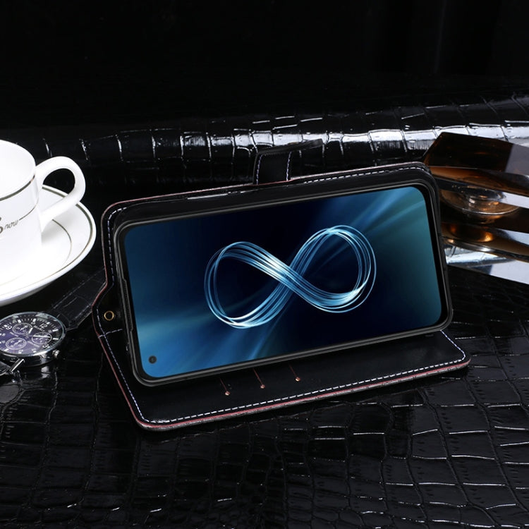 For ASUS Zenfone 8 / ZS590KS idewei Crocodile Texture Horizontal Flip Leather Case with Holder & Card Slots & Wallet(Dark Blue) by idewei