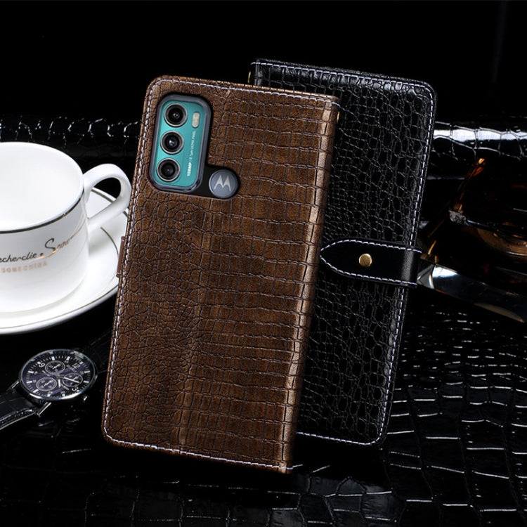 For Motorola Moto G60 / Moto G40 Fusion idewei Crocodile Texture Horizontal Flip Leather Case with Holder & Card Slots & Wallet(Black) by idewei