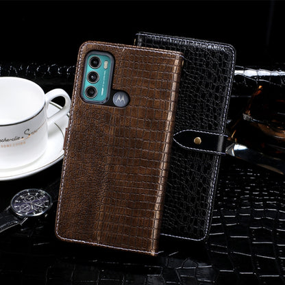 For Motorola Moto G60 / Moto G40 Fusion idewei Crocodile Texture Horizontal Flip Leather Case with Holder & Card Slots & Wallet(Black) by idewei