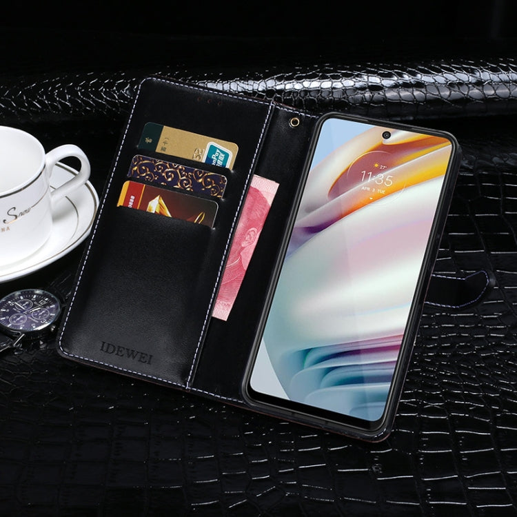 For Motorola Moto G60 / Moto G40 Fusion idewei Crocodile Texture Horizontal Flip Leather Case with Holder & Card Slots & Wallet(Black) by idewei