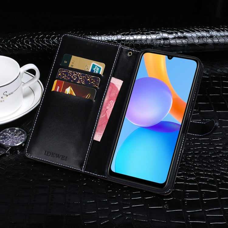 For Honor Play 5T Youth idewei Crocodile Texture Horizontal Flip Leather Case with Holder & Card Slots & Wallet(Dark Blue) by idewei