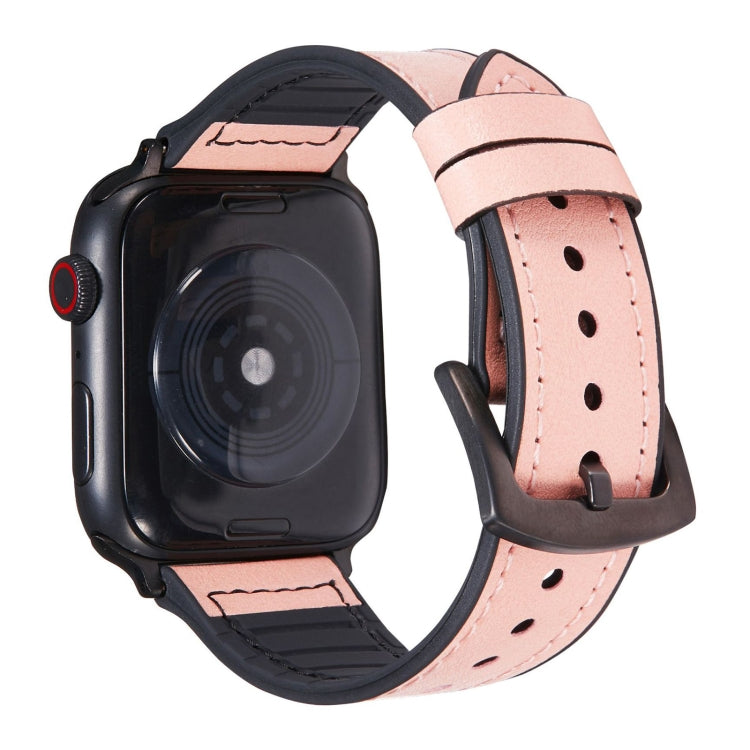 Crazy Horse Texture Leather Watch Band For Apple Watch Series 7 45mm / 6 & SE & 5 & 4 44mm / 3 & 2 & 1 42mm(Pink) by bashfashion