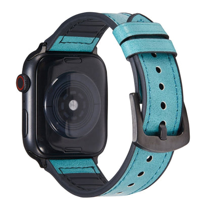 Crazy Horse Texture Leather Watch Band For Apple Watch Ultra 49mm&Watch Ultra 2 49mm / Series 9&8&7 45mm / SE 3&SE 2&6&SE&5&4 44mm / 3&2&1 42mm(Blue) by bashfashion