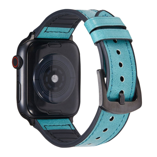 Crazy Horse Texture Leather Watch Band For Apple Watch Ultra 49mm&Watch Ultra 2 49mm / Series 9&8&7 45mm / SE 3&SE 2&6&SE&5&4 44mm / 3&2&1 42mm(Blue) by bashfashion