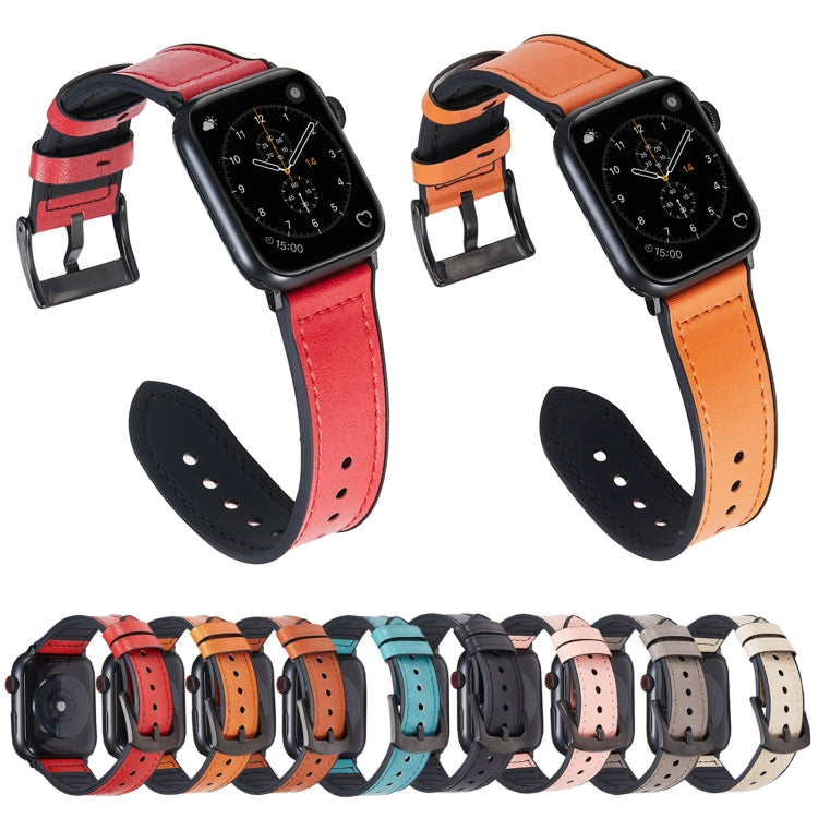 Crazy Horse Texture Leather Watch Band For Apple Watch Ultra 49mm&Watch Ultra 2 49mm / Series 9&8&7 45mm / SE 3&SE 2&6&SE&5&4 44mm / 3&2&1 42mm(Blue) by bashfashion