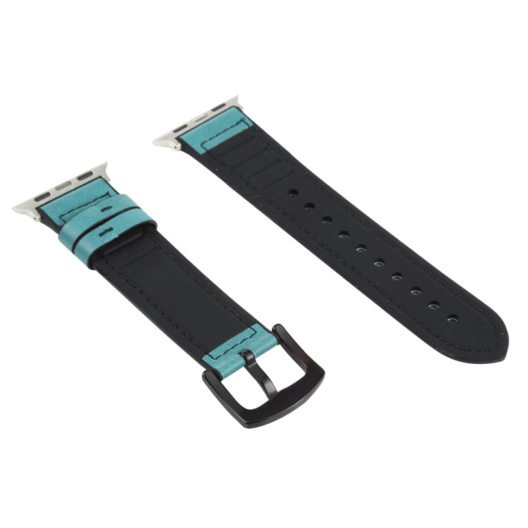 Crazy Horse Texture Leather Watch Band For Apple Watch Ultra 49mm&Watch Ultra 2 49mm / Series 9&8&7 45mm / SE 3&SE 2&6&SE&5&4 44mm / 3&2&1 42mm(Blue) by bashfashion