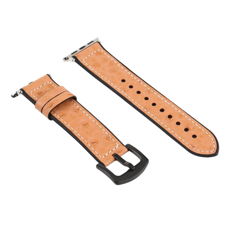 Ostrich Texture Leather Watch Band For Apple Watch Series 7 45mm / 6 & SE & 5 & 4 44mm / 3 & 2 & 1 42mm(Red Wine) by bashfashion