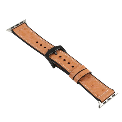 Ostrich Texture Leather Watch Band For Apple Watch Series 7 41mm / 6 & SE & 5 & 4 40mm / 3 & 2 & 1 38mm(Coffee) by bashfashion
