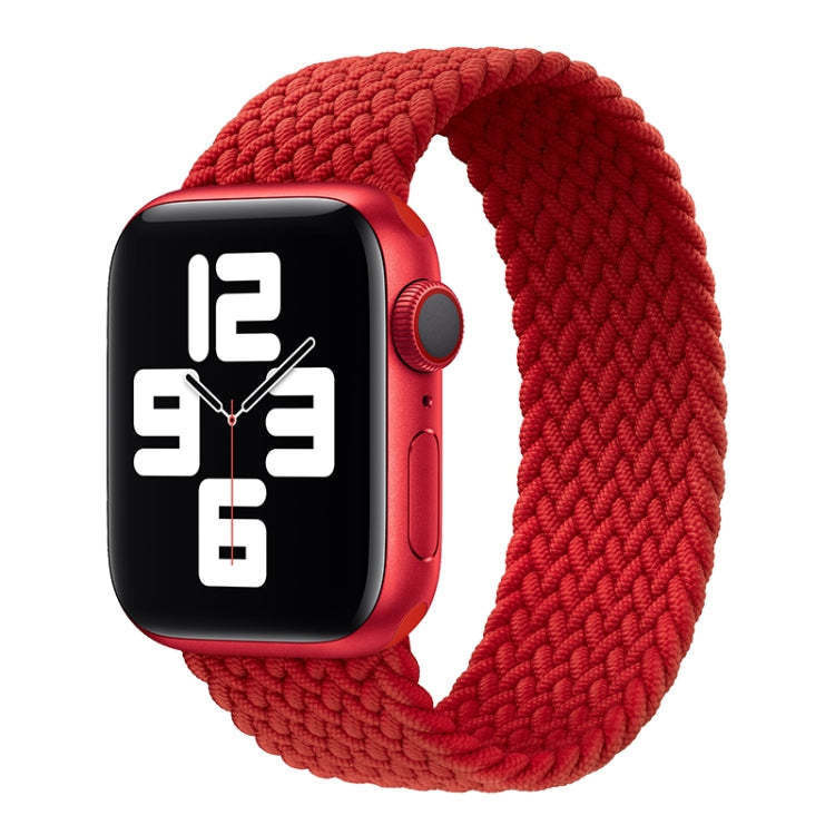 Metal Head Braided Nylon Solid Color Watch Band For Apple Watch Ultra 49mm&Watch Ultra 2 49mm / Series 9&8&7 45mm / SE 3&SE 2&6&SE&5&4 44mm / 3&2&1 42mm, Size:XS 135mm(Red) by bashfashion