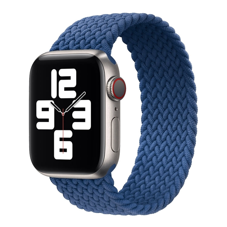 Metal Head Braided Nylon Solid Color Watch Band For Apple Watch Ultra 49mm&Watch Ultra 2 49mm / Series 9&8&7 45mm / SE 3&SE 2&6&SE&5&4 44mm / 3&2&1 42mm, Size:XS 135mm(Cold Sea Blue) by bashfashion