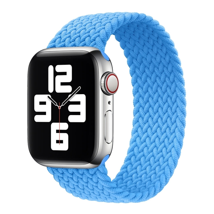 Metal Head Braided Nylon Solid Color Watch Band For Apple Watch Ultra 49mm&Watch Ultra 2 49mm / Series 9&8&7 45mm / SE 3&SE 2&6&SE&5&4 44mm / 3&2&1 42mm, Size:XS 135mm(Sky Blue) by bashfashion