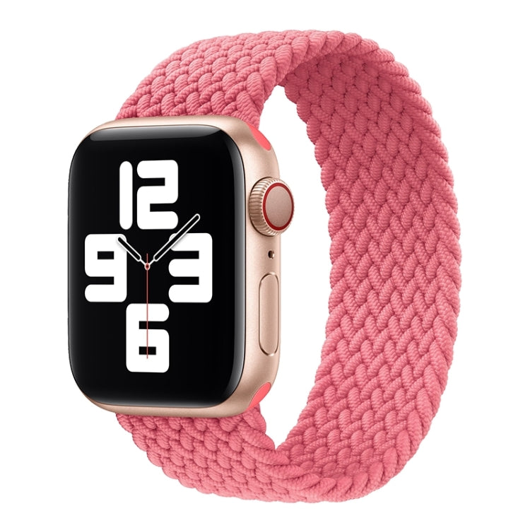 Metal Head Braided Nylon Solid Color Watch Band For Apple Watch Ultra 49mm&Watch Ultra 2 49mm / Series 9&8&7 45mm / SE 3&SE 2&6&SE&5&4 44mm / 3&2&1 42mm, Size:XS 135mm(Pink) by bashfashion