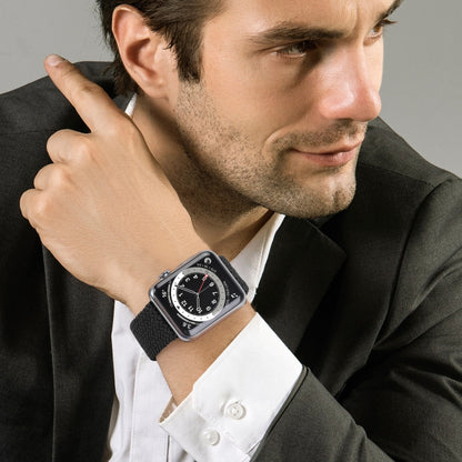 Metal Head Braided Nylon Solid Color Watch Band For Apple Watch Ultra 49mm&Watch Ultra 2 49mm / Series 9&8&7 45mm / SE 3&SE 2&6&SE&5&4 44mm / 3&2&1 42mm, Size:XS 135mm(Black) by bashfashion