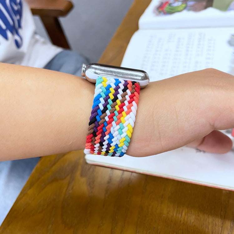 Rainbow Braided Single Loop Watch Band, Size: M 150mm For Apple Watch Ultra 49mm&Watch Ultra 2 49mm / Series 9&8&7 45mm / SE 3&SE 2&6&SE&5&4 44mm / 3&2&1 42mm(Rainbow Colors) by bashfashion